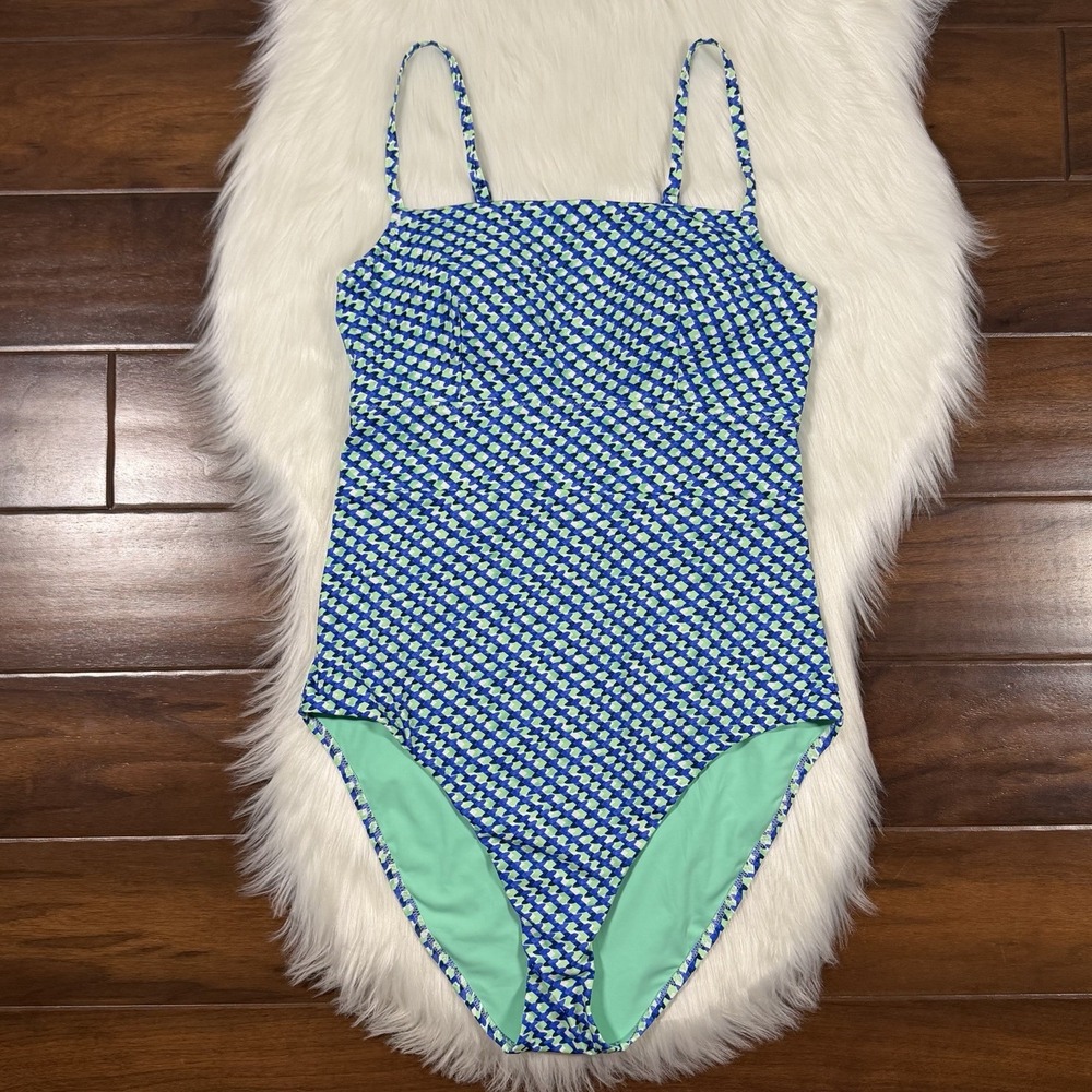 Tommy Bahama Women's Size 16 Blue Palm Modern Mosaic Maillot One Piece Swimsuit